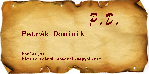 Petrák Dominik névjegykártya